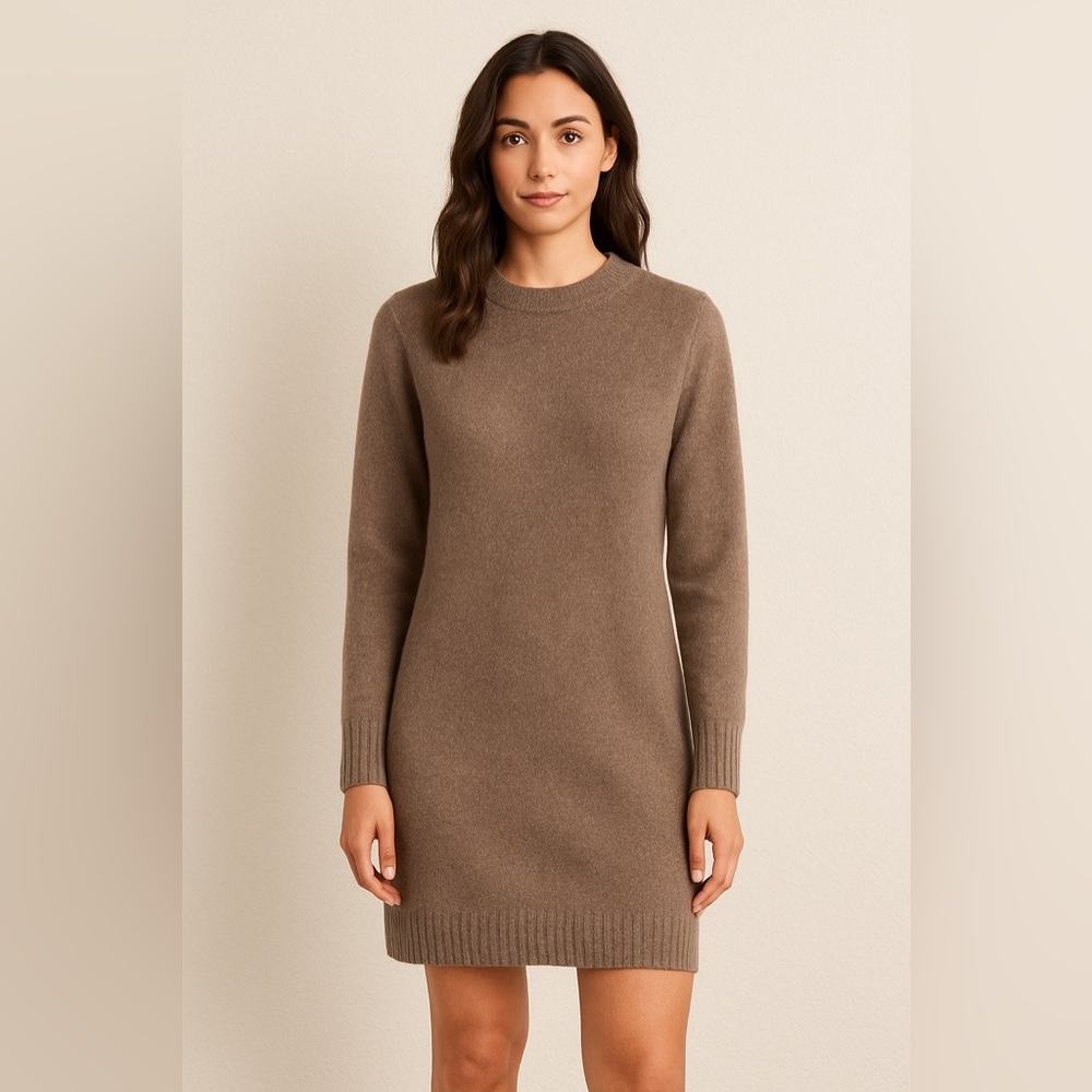Gilli Women’s Brown Taupe Soft Acrylic Knit Neutral Casual Cozy Sweater Dress